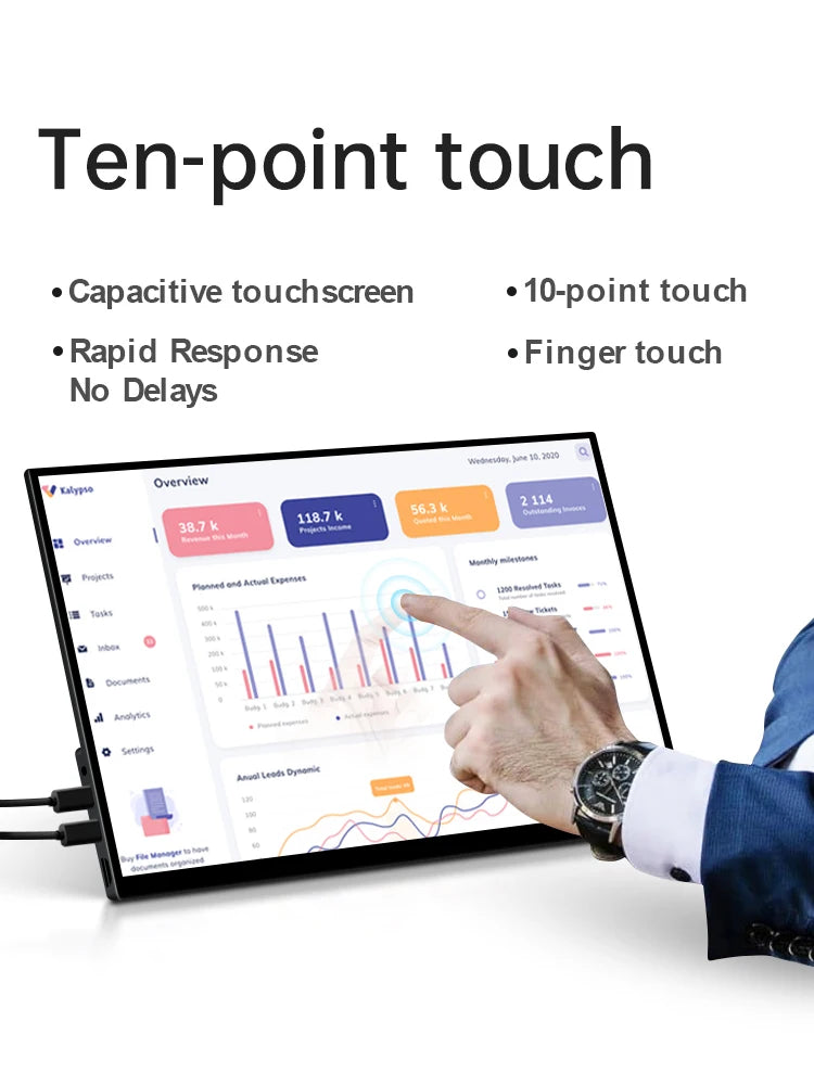 VCHANCE 15.6 Inch Portable Monitor Touchscreen with Battery 72%sRGB 300Nit Display with Stand for Laptop Mac Xbox PS5 Switch