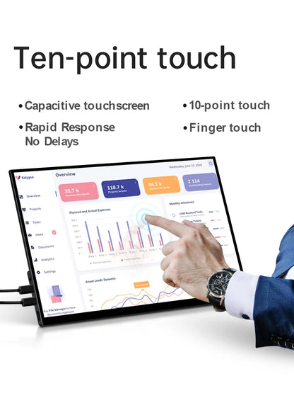VCHANCE 15.6 Inch Portable Monitor Touchscreen with Battery 72%sRGB 300Nit Display with Stand for Laptop Mac Xbox PS5 Switch