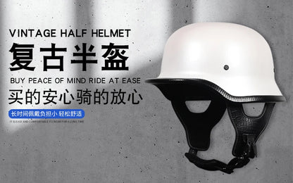 ORZ-309-Soldier Helmet Retro Half Helmet Motorcycle Male and Female Motorcycle Personality German Ladle Helmet Electric Vehicle