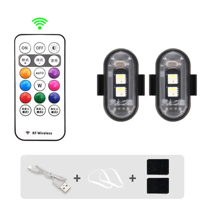 Wireless Car Atmosphere Light LED Strobe Lights Warning Lights RGB Led Aircraft Strobe Lights Car Motorcycle LED Lamp