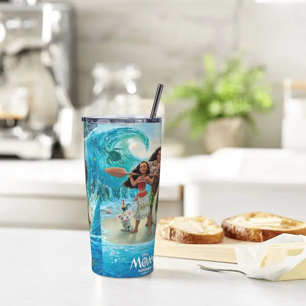 Moana and Pua Cartoon Movie Insulated Tumbler with Straws Stainless Steel Coffee Mugs Double Wall Car Bottle Cups 20oz