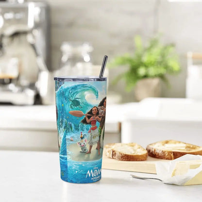 Moana and Pua Cartoon Movie Insulated Tumbler with Straws Stainless Steel Coffee Mugs Double Wall Car Bottle Cups 20oz