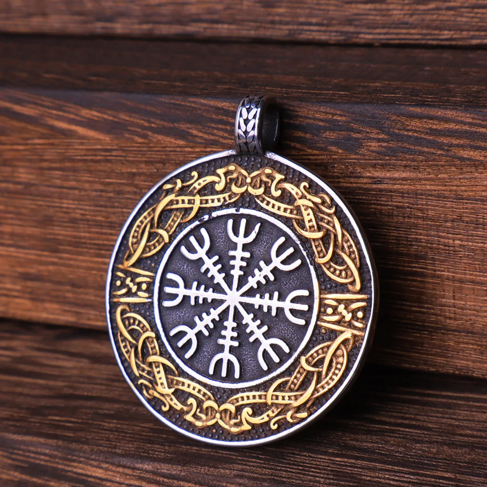 Vintage Vegvisir Viking Compass Pendant Necklace for Men Stainless Steel Fashion Nordic Amulet Beaded Necklace Jewelry Wholesale