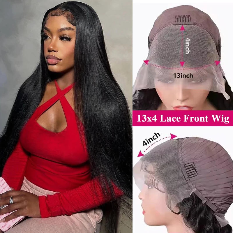 30 36 Inch 13x6 Transparent Bone Straight Lace Front Human Hair Wigs Pre Plucked Brazilian Straight Human Hair Wig For Women