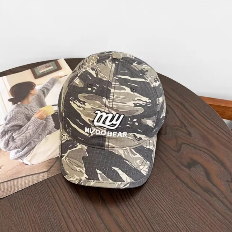 American Camouflage Short-brimmed Baseball Caps Spring and Autumn Men and Women Outdoor Sunshade Letter Embroidered Sports Hat