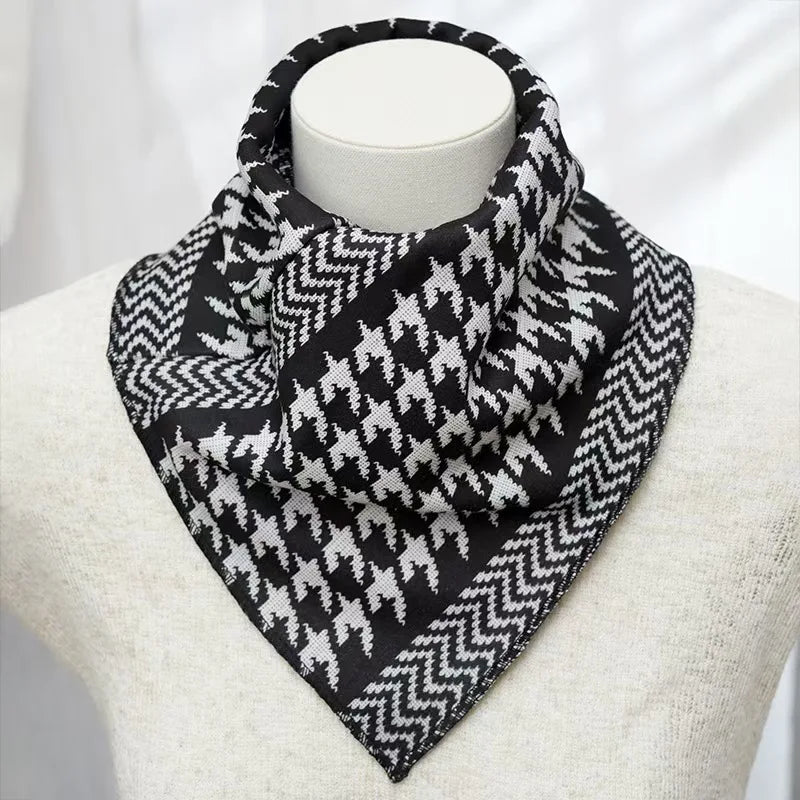 Warm Knitted Scarf with Geometric Pattern, Fashion Winter Neck Warmer for Women and Men, Soft Thick Cold Weather Accessories