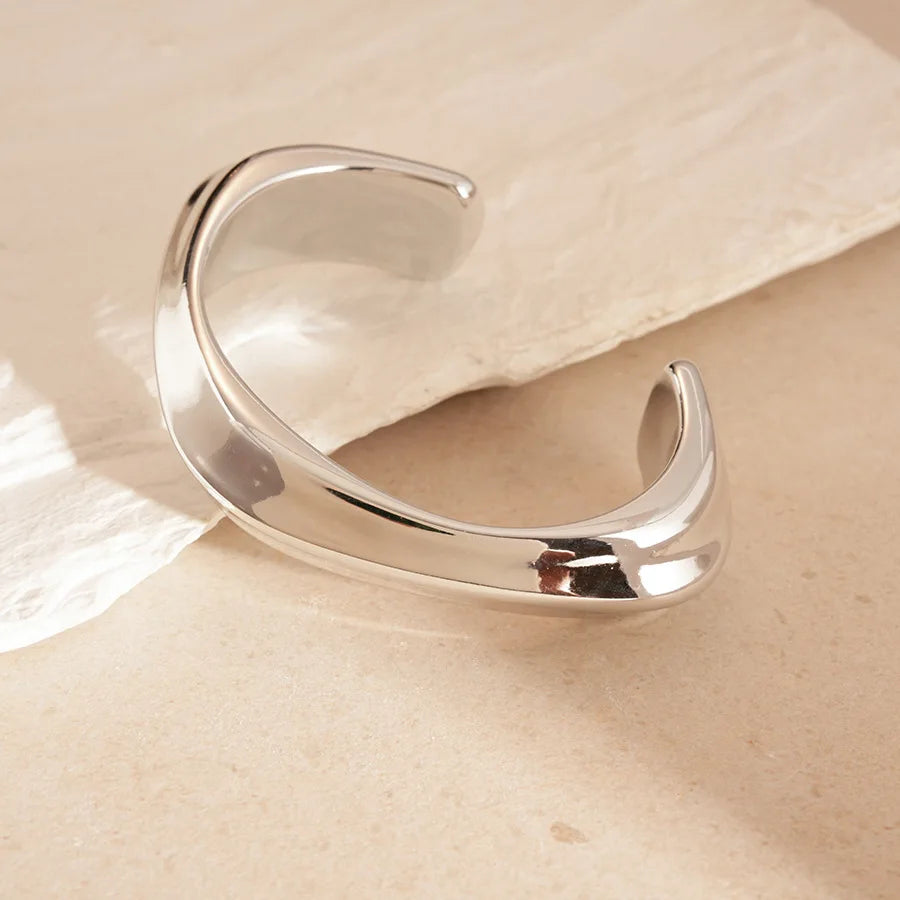 Punk Silver Color Acrylic Cuff Bracelet for Women Men Geometric Round Wide Bracelets Bangles Party Hand Accessories Gifts F