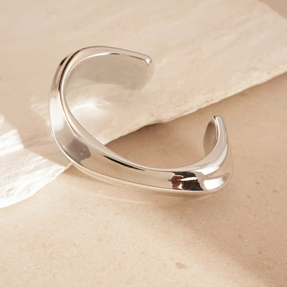 Punk Silver Color Acrylic Cuff Bracelet for Women Men Geometric Round Wide Bracelets Bangles Party Hand Accessories Gifts F