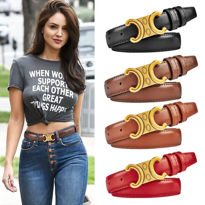 Luxury Women's Belt, Gold Buckle, Genuine Leather Belt, Fashion Style  Match with Jeans, Skirts, Top Quality Belt for Women