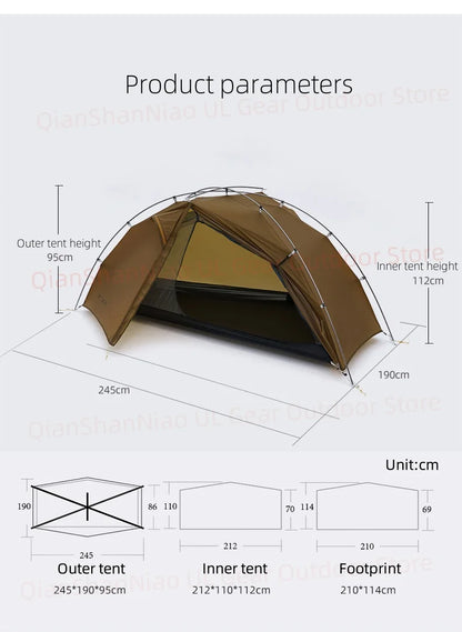 3F UL GEAR Taiji 1 Tent Outdoor Camping 1 Person Tent Ultralight 15D Nylon Tent Waterproof Hiking Mountaineering