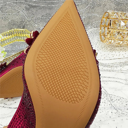 New Arrival African Women Shoes Decorated with Rhinestone Shoes for Women 2025 Designer Luxury Plus Size 43 Wedding Shoes Bride