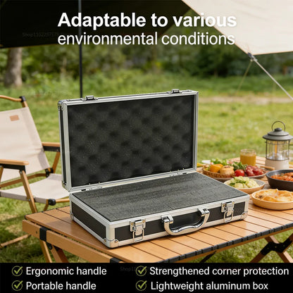 Heavy Duty Aluminum Tool Box with Safety Locks Impact-Resistant Exterior and Protective Sponge Interior for secure Tools Storage
