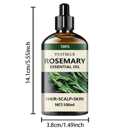 YUITIKUE 100% Pure Rosemary Essential Oil 10ml - For Hair Growth, Scalp Care, Skin & DIY, Natural & Undiluted