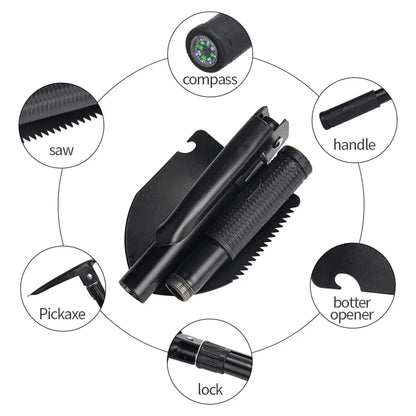 Reliable- Gardening Folding Shovel Camping Shovel Survival Gear Entrenching Tool with Carrying Pouch Metal Handle