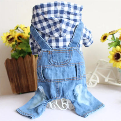 Dog Denim Overalls Puppy Jean Small Dog Costumes Pet Jean Jumpsuit Shirts Pants One-piece Outfits for Small medium Dogs