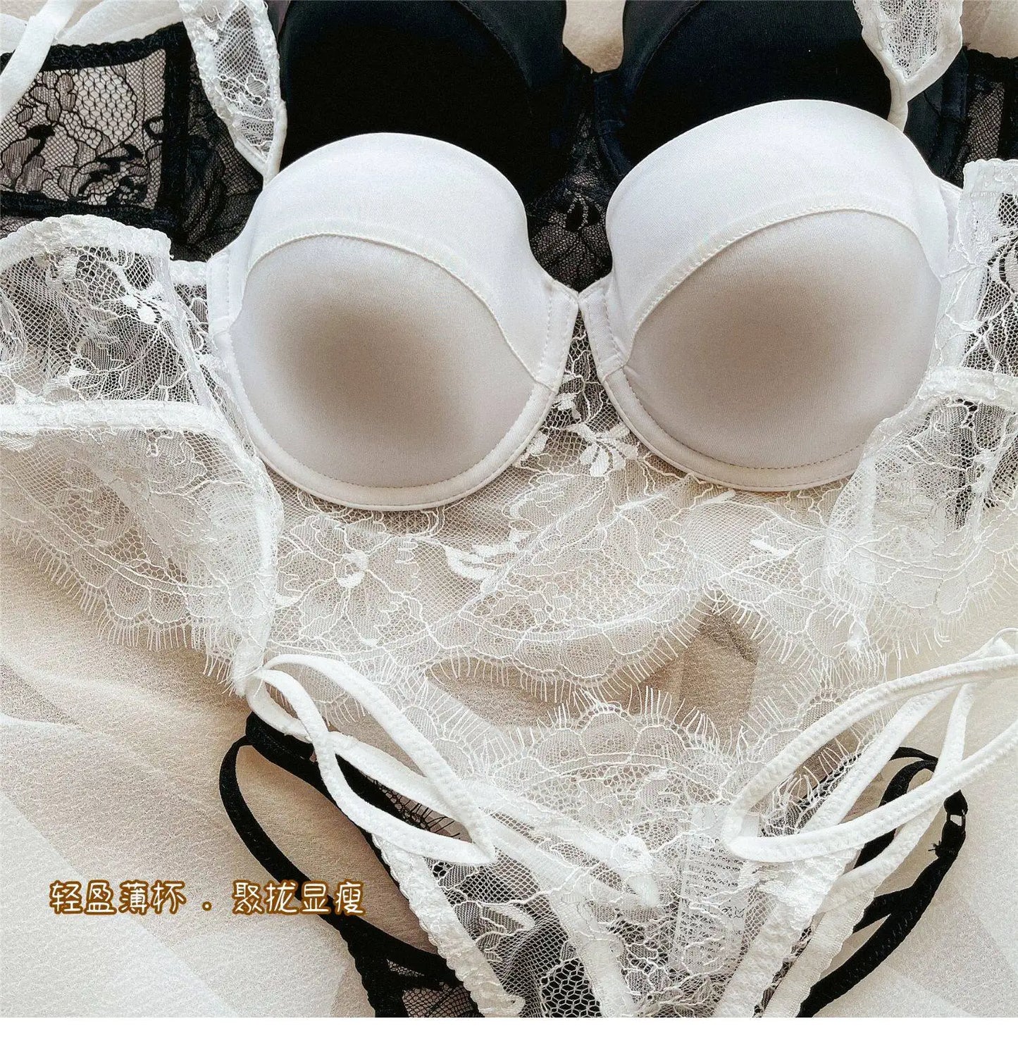 Women Lace Push Up Bra Wireless Thin Cotton Underwire Shaping Bras Anti Sagging Bralette 2 Piece Panty Set Sexy Lingerie S-XL