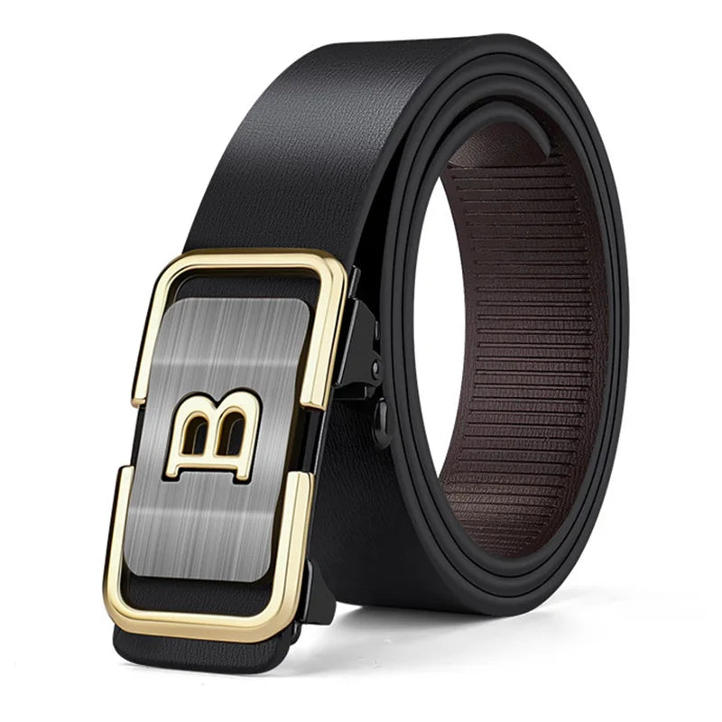 Top Quality Famous Brand Belt Men Genuine Luxury Leather Casual Belts for Men Strap Male Metal Automatic B Buckle Fashion Belt