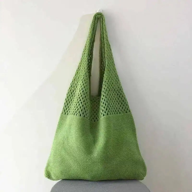 Designer Knitted Handbags For Women Large Capacity Tote Bag Summer Beach Big Purse Casual Hollow Woven Shoulder Bags Female Pack