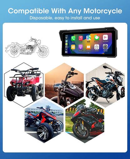 Jansite Portable 7/8.1 inch IP67 Waterproof Motorcycle 4K DVR GPS Navigation Wireless Carplay Android Auto Moto Recorder Monitor