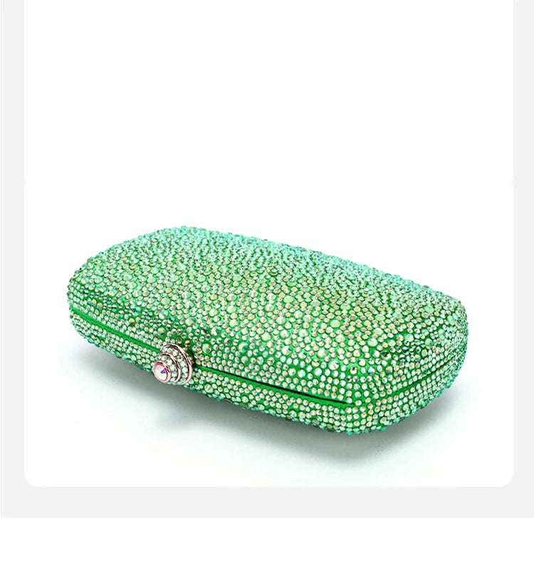 Evening Clutch Bags Green Bridal Clutches Bags Crystal Bridal Stones Purse Lady  Party Wedding Rhinestone Women Shoulder Handbag