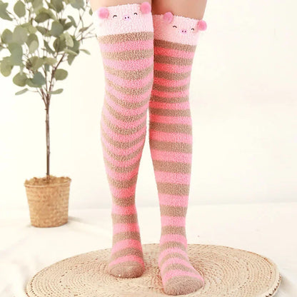Snug Fleece Over Knee Socks Plush Cozy Winter Fall Sweet Long Female Hosiery Soft Fuzzy Leg Covers Floor Wear2024 New Bulk Deal