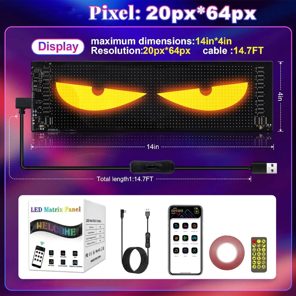 16*32 LED Devil Eye Lights for Motorcycle Windshield,Programmable Matrix Pixel Panel with App/Remote Control for Motorcycle