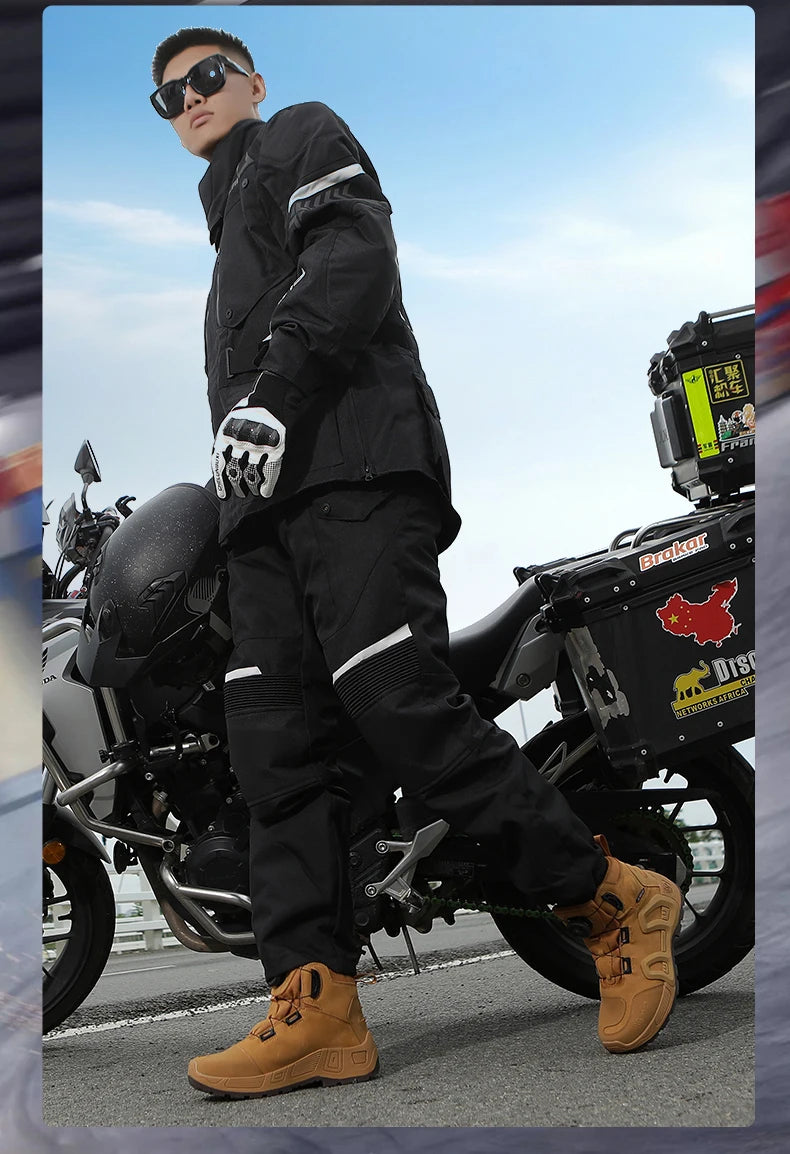 Motorcycle Riding Boots Waterproof Cowhide Leather Breathable Anti-Slip Wear-Resistant Touring Moto Shoes for Men Women