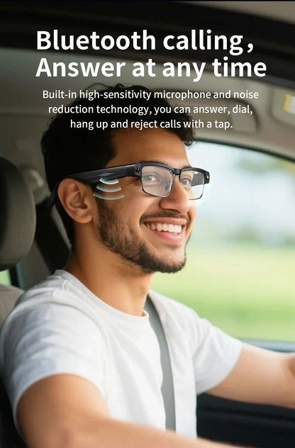 2026 Smart Glasses 800W HD Camera Anti Shake Video Recording Music AI Object Recognition WIFI Transmission BT Call Smart Glasses