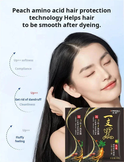 Natural Herbal Hair Dye Shampoo 3 in 1 Hair Color Shampoo Non-irritating Lasting Repair Nourish Gray White Hair Care Women Men