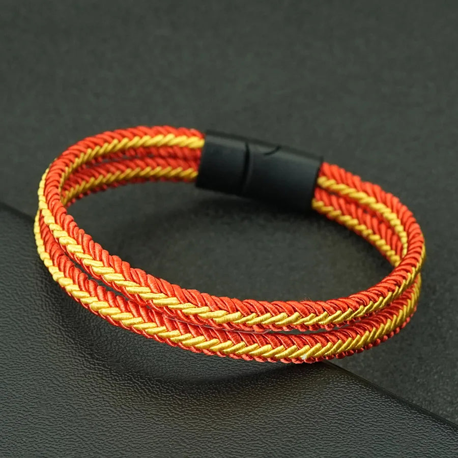 Noter New Pride Rainbow Braided Bracelet For Men Women Handmade Woven Rope Bangle Magnetic Clasp Wristband Versatile Jewelry