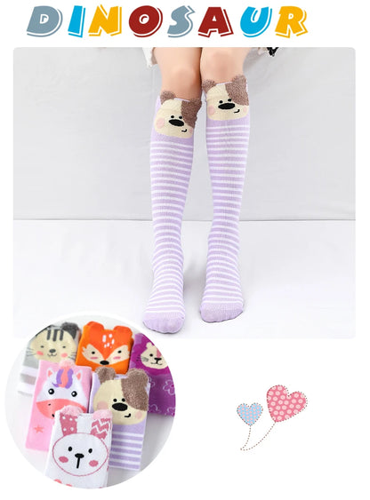 Children warmer ankle short lovely socks Cartoon Cute Kids Girl Knee High Socks infant cotton Baby Animal Over Knee Socks girls