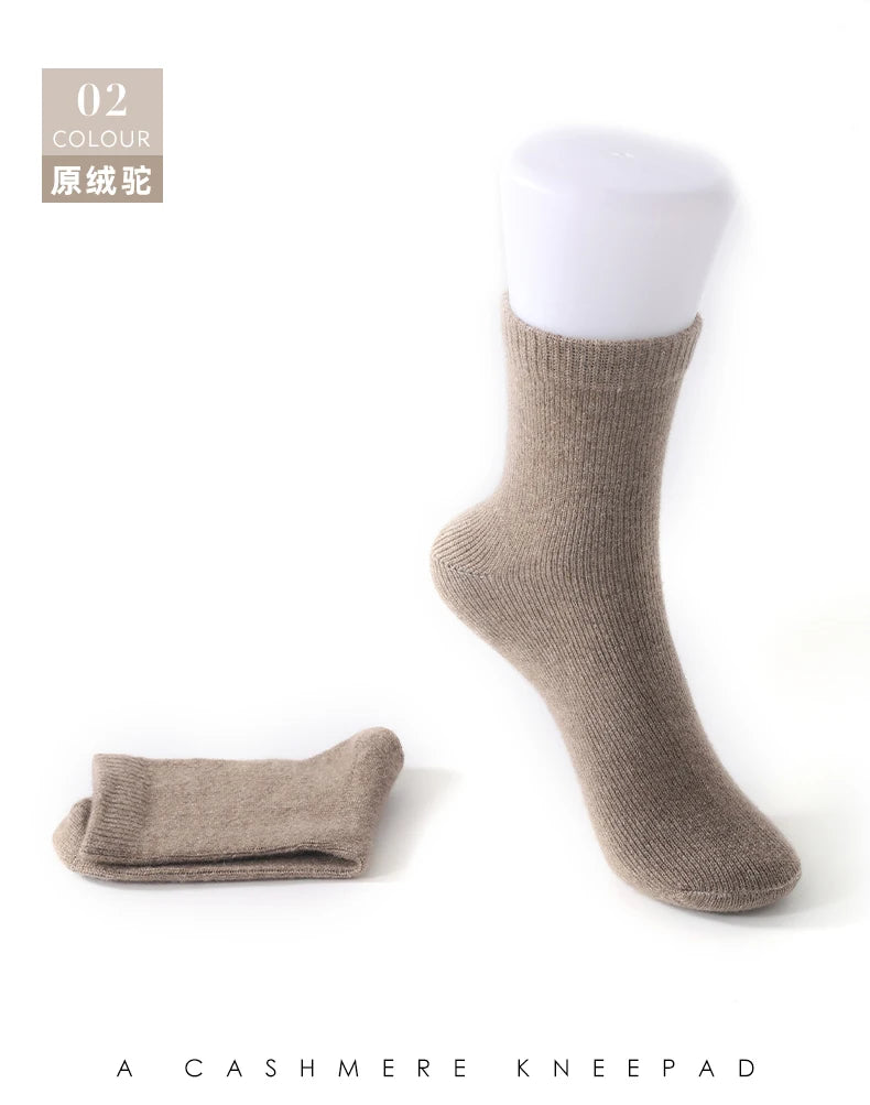 100% Cashmere Socks Women's Knitted Long Tube Socks High Elasticity Warm Straight Tube Socks Autumn Winter Mid Tube Sock