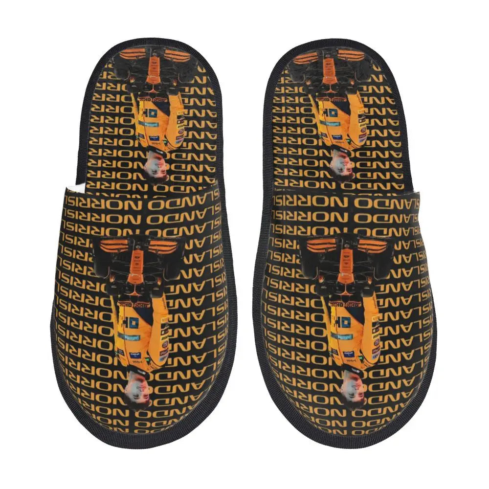 Custom British Lando Norris Racing Driver Guest Slippers for Spa Women House Slipper