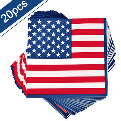 USA Theme Party Decorations American Flag Tattoo Sticker,flag Plates,banner,cups 4th Of July Independence Day Patriotic Supplies