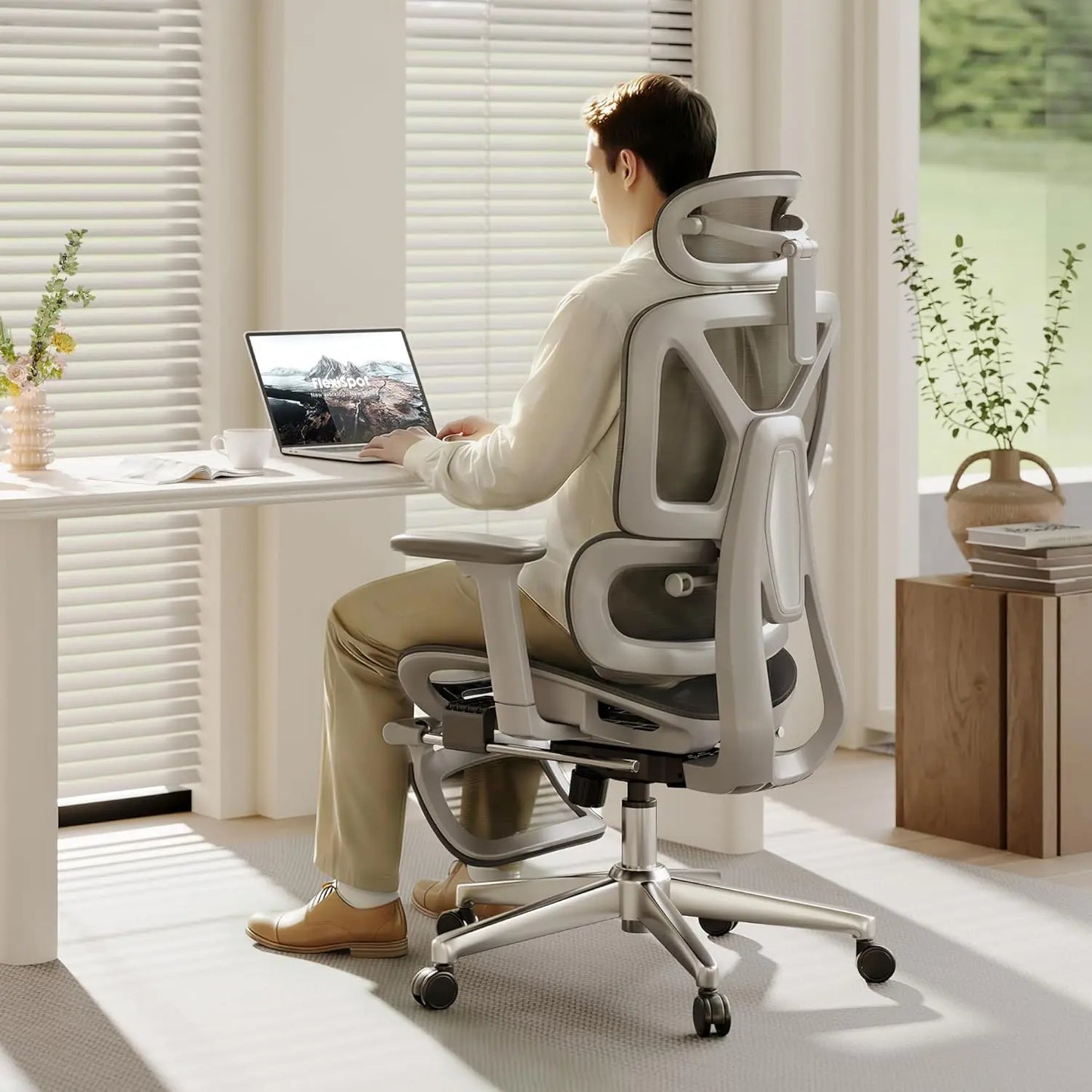 ErgoX Premium Ergonomic Office Chair with Footrest- Adjustable 3D Armrests, Dynamic Lumbar Support, Recline & Tilt, Customized