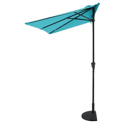 7.5’ by 4’ Half Rectangular Outdoor Patio Umbrella with Base Included, Perfect for Balcony, Garden, Deck, Customized