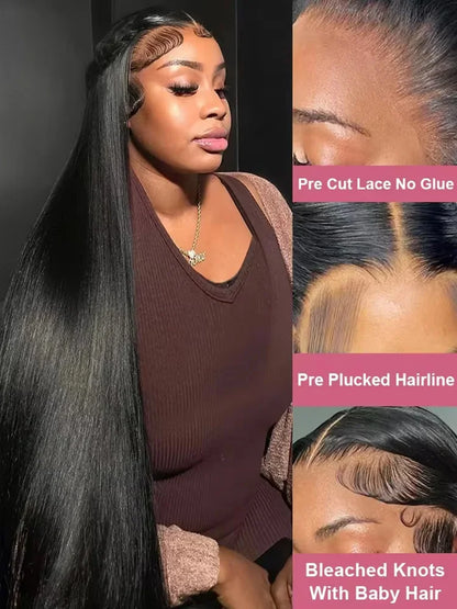 13x4 13x6 HD Transparent Bone Straight Lace Front Wigs 40 42 Inch 250 Density Brazilian Human Hair Wigs For Women