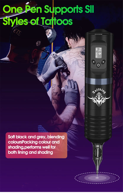 Portable Tattoo Machine Kit With 1600mAh Lithium Battery Power Digital LED Display Power Wireless Tattoo Machine Pen Set