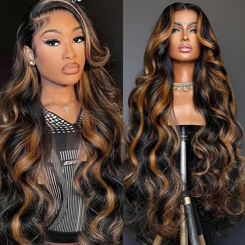1B30 Highlight Body Wave Human Hair Wig 13x6 13x4 Hd Lace Front Wig Loose Body Wave PrePlucked Pre Cut Lace 4x4 5x5 Glueless Wig
