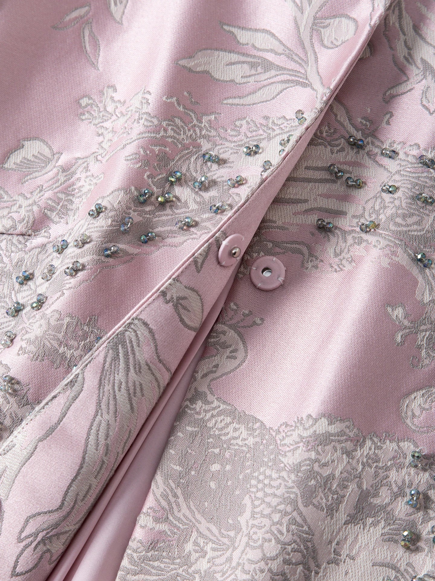 Luxury Beaded Pink Chinese Style Women's Top 2025 Loose Shoulder Embroidery Jacquard Elegant Fashion Blouse Outerwear