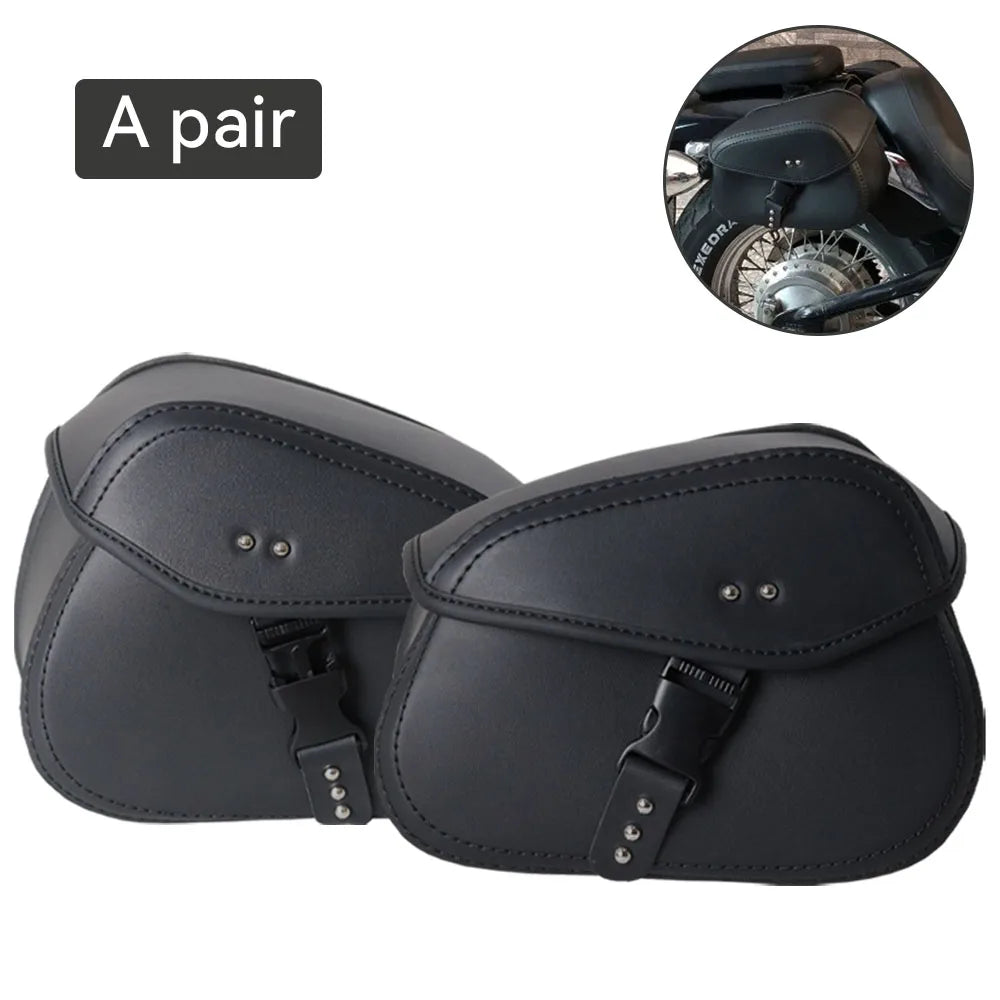 PU Leather Motorcycle Saddlebags Waterproof Motorbike Side Saddle Bags Universal for Harley Suzuki Kawasaki Yamaha