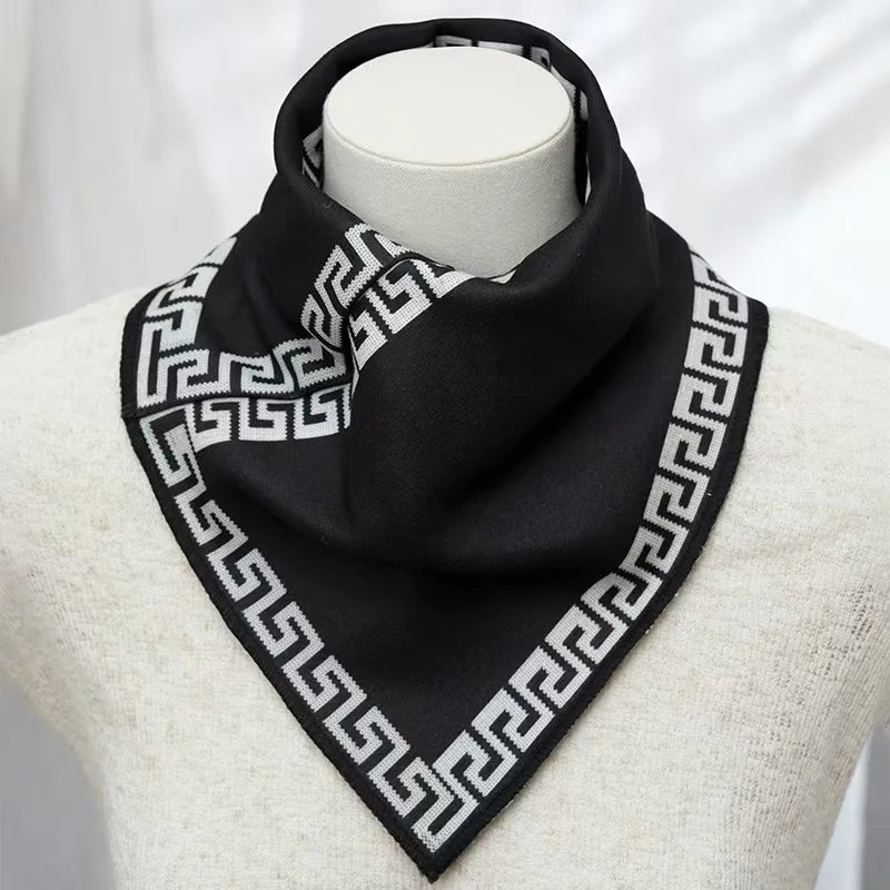 Warm Knitted Scarf with Geometric Pattern, Fashion Winter Neck Warmer for Women and Men, Soft Thick Cold Weather Accessories