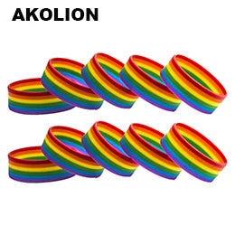 LGBT Pride Rainbow Pansexual Asexual Genderqueer Bisexual Wristband Jewelry Silicone Bracelet SLP-0000
