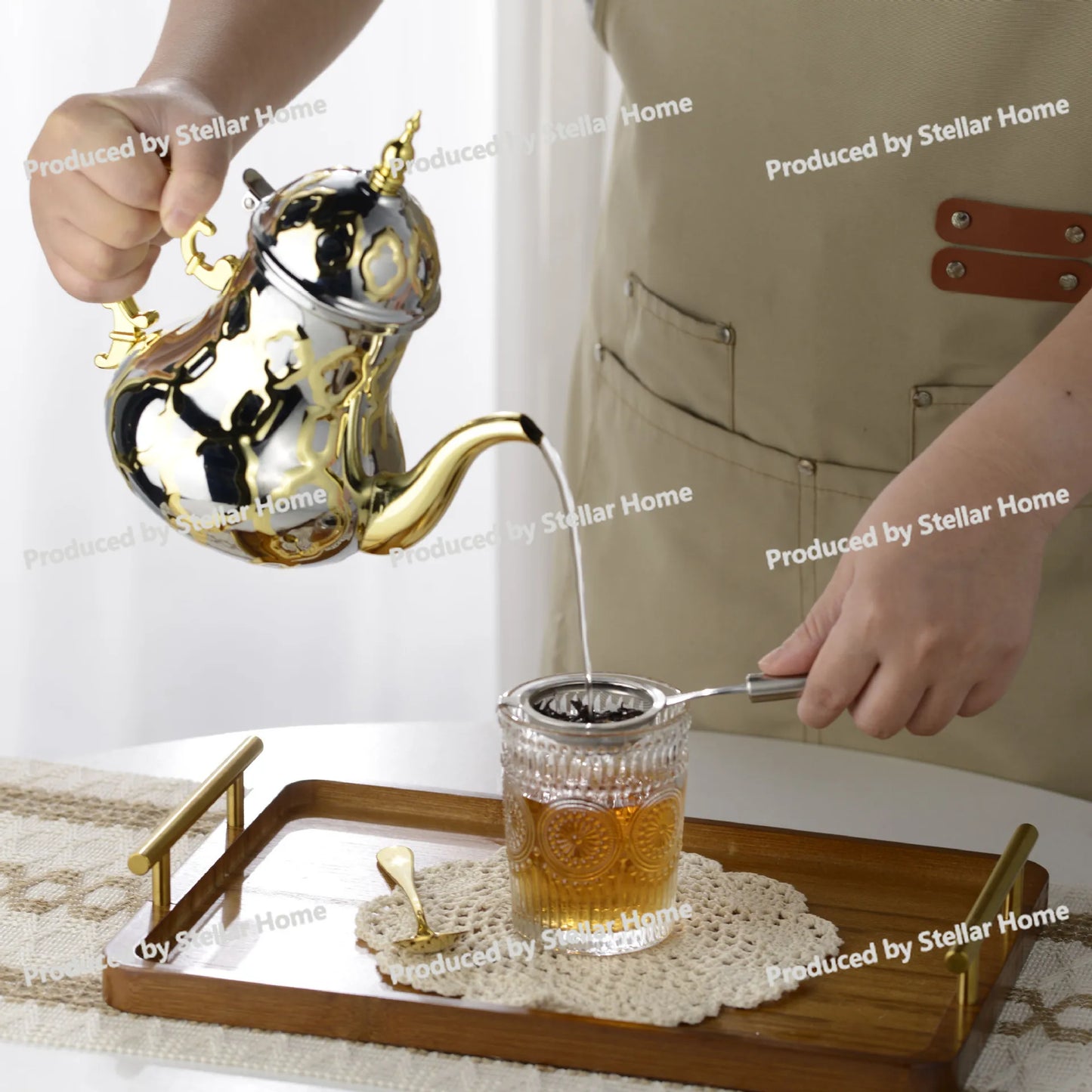 Moroccan Stainless Steel Teapot Gold Arabic Pot Moroccan Inox Teapot Middle East