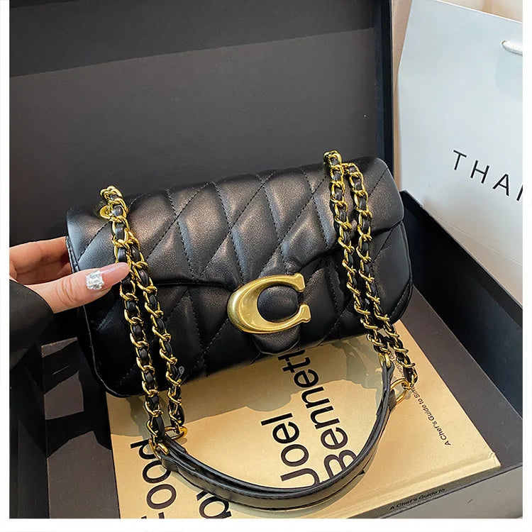 Luxury Fashion Women's Chain Handbag PU Leather Girls Shoulder Messenger Bag Brand lightweight Commuting Bag Tassel Square Bag