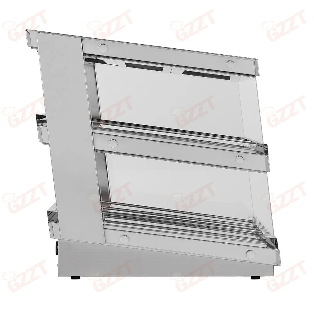 Stainless Steel Electric Commercial 2 Tier Dry Heating Fried Food Hamburger Pizza Warmer Showcase Dry Food Warmer Display