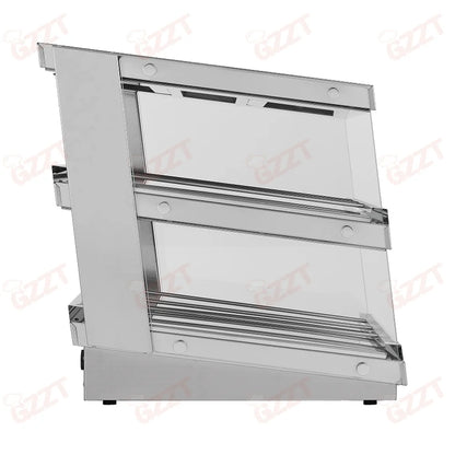 Stainless Steel Electric Commercial 2 Tier Dry Heating Fried Food Hamburger Pizza Warmer Showcase Dry Food Warmer Display