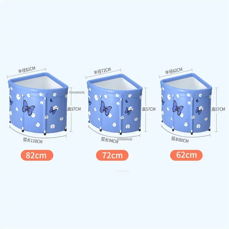 Household Triangular Bathtub Foldable Bath Bucket Swimming Pool Dual-use Portable Steam Sauna Fan-shaped Bath Barrel