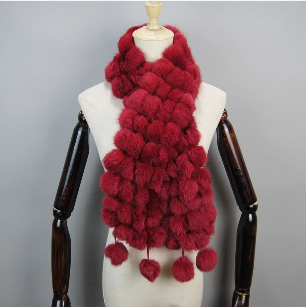Women Winter Warm Real Rabbit Fur Scarf Hot Sale Natural Rabbit Fur Muffler 2025 Lady 100% Genuine Fur Scarves Wholesale Retail