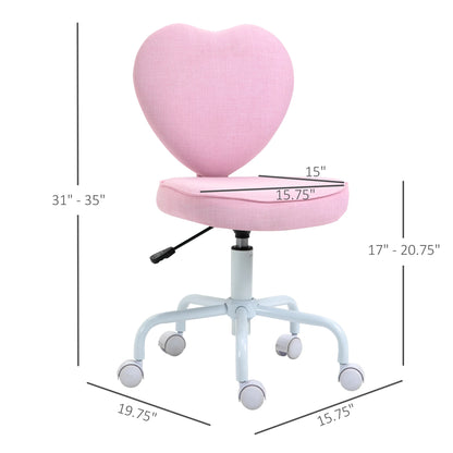 Rolling Upholstery Leisure Lounge Vanity Chair with Heart Back and Sponge Seat